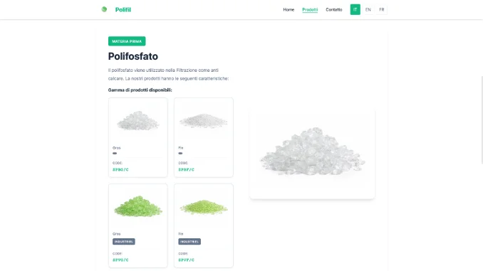 Aperçu du site Polifil (polifil.it) sur ordinateur