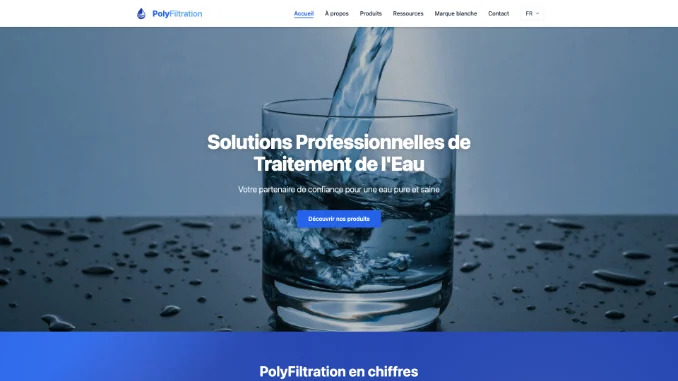 Aperçu du site PolyFiltration (polyfiltration.com) sur ordinateur